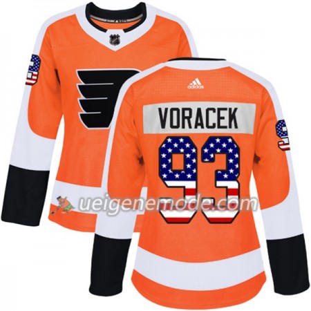 Dame Eishockey Philadelphia Flyers Trikot Jakub Voracek 93 Adidas 2017-2018 Orange USA Flag Fashion Authentic